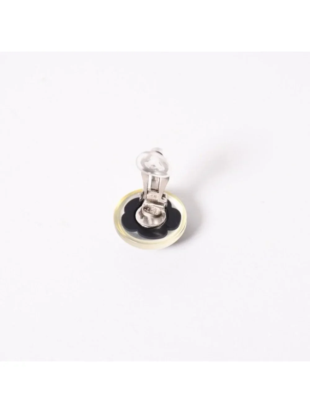 Chanel CC Logo Earrings 04 Button Flower Camellia Clear Resin